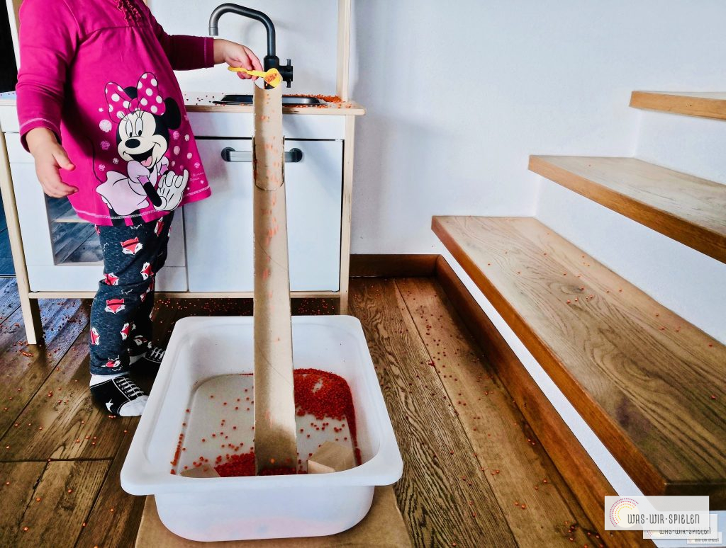 Linsenrutsche in Aktion