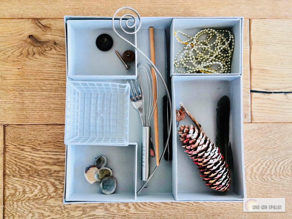 Diese Alltagsgegenstände und Naturmaterialien nutzten wir zum Drucken