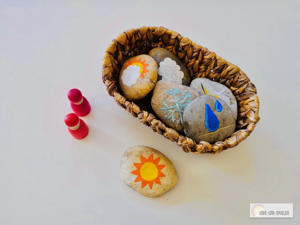 In diesem Körbchen bewahren wir unsere Wettersteine auf