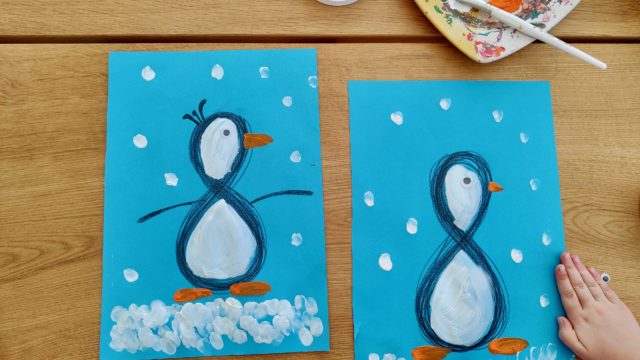 Lustiger Pinguin – Wir üben die Ziffer Acht