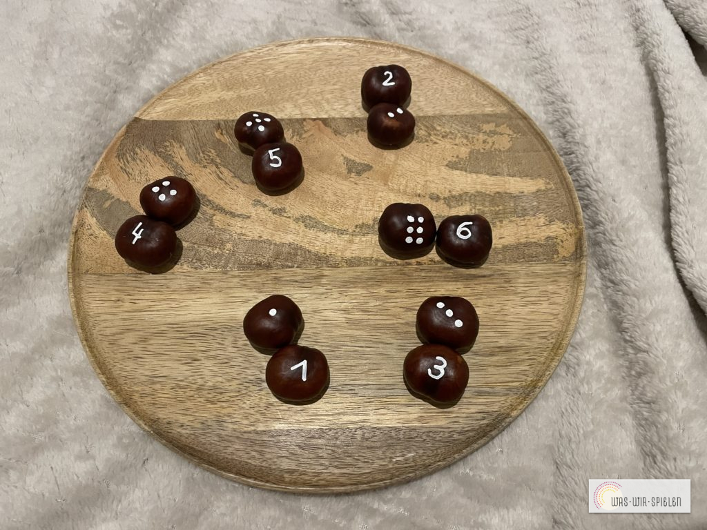 Zahlen - Memory mit Kastanien