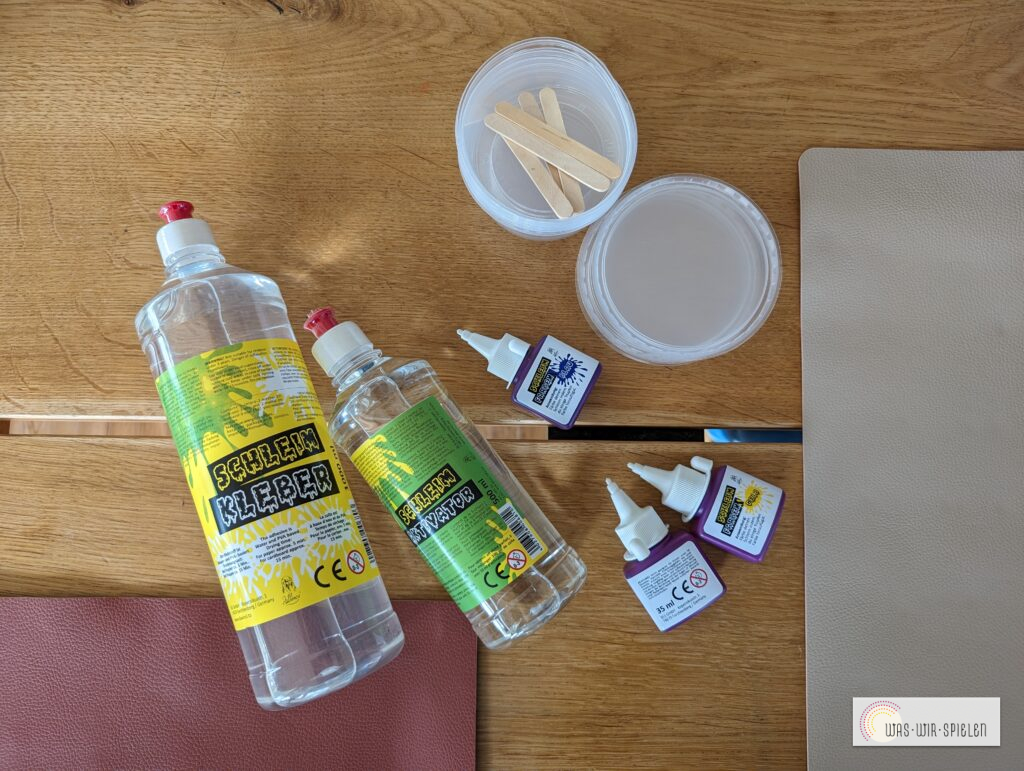 Im Set enthalten ist alles, was für die Produktion von Schleim nötig ist