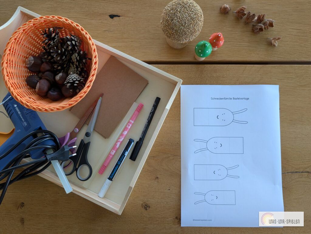 Materialien für die Kastanienschnecken