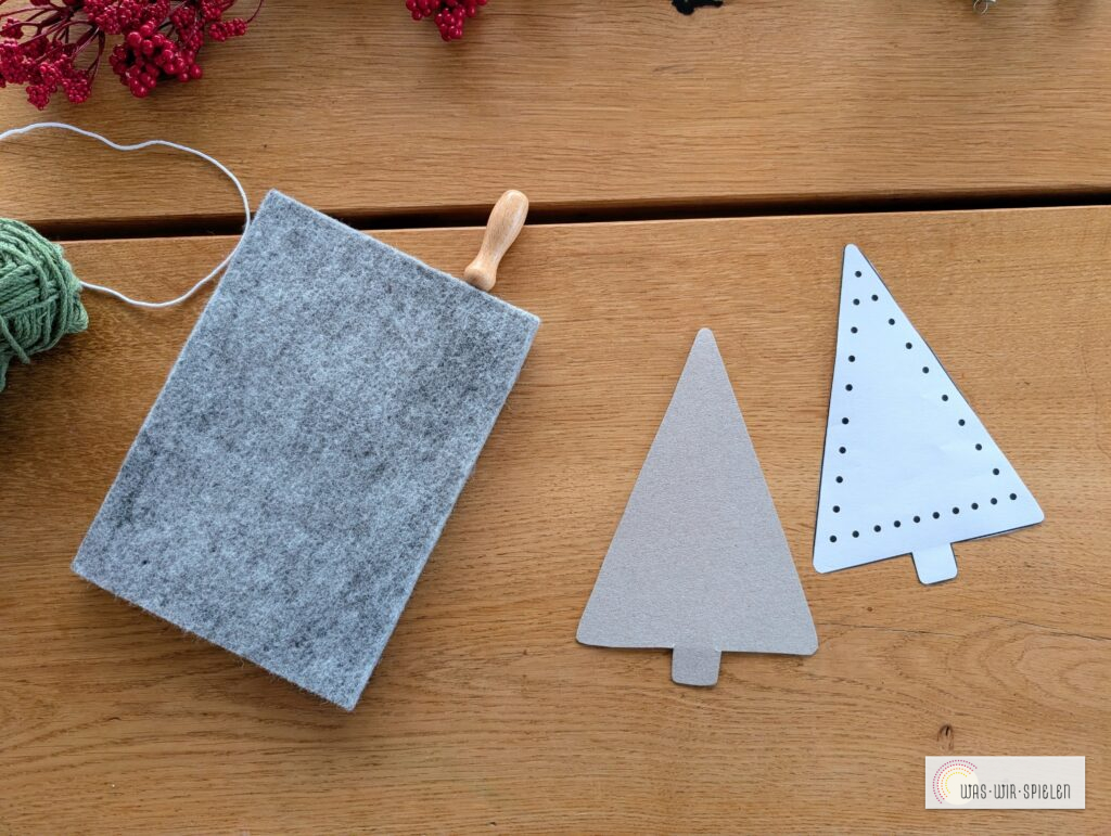 Weihnachtliche Fadenbaum-Vorlage zum Nähen für Kinder